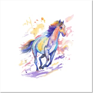 Rainbow Running Horse Posters and Art